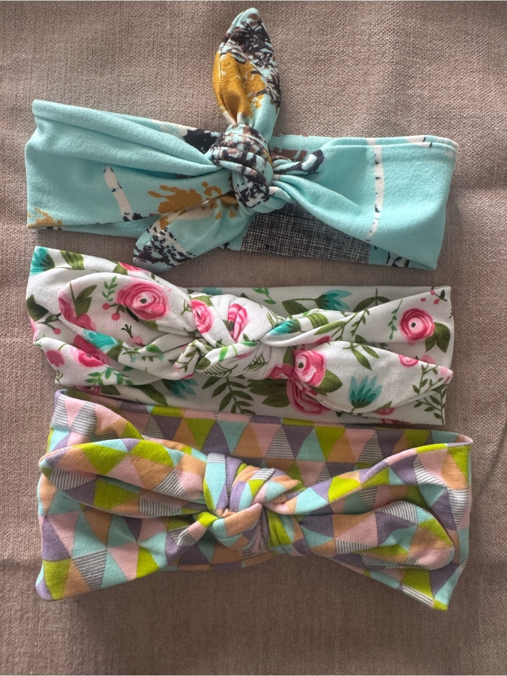New Toddler Floral & Geometric Knot Headband Set - Turquoise, White, Multicolor